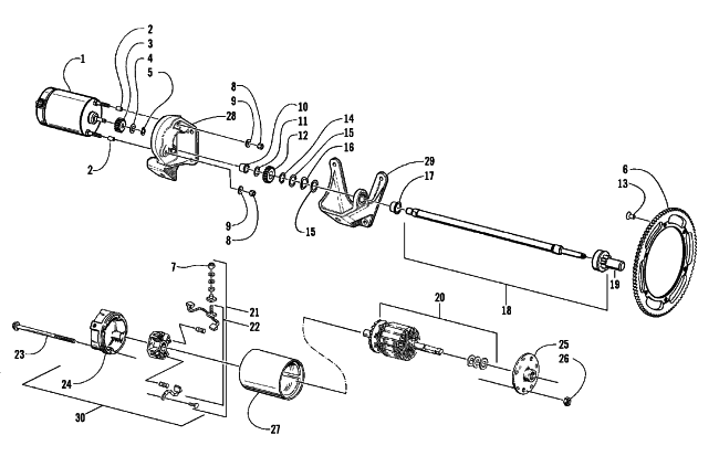 Parts Diagram for Arctic Cat 1999 ZRT 600 SNOWMOBILE ELECTRIC START - STARTER MOTOR ASSEMBLY