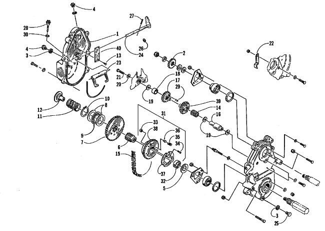 Parts Diagram for Arctic Cat 1999 ZRT 800 SNOWMOBILE DRIVE/REVERSE DROPCASE ASSEMBLY