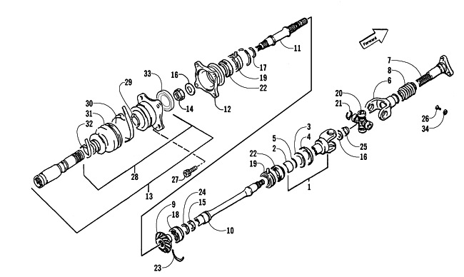 Parts Diagram for Arctic Cat 2001 400 2X4 (MANUAL TRANSMISSION) ATV SECONDARY DRIVE ASSEMBLY (4X4)