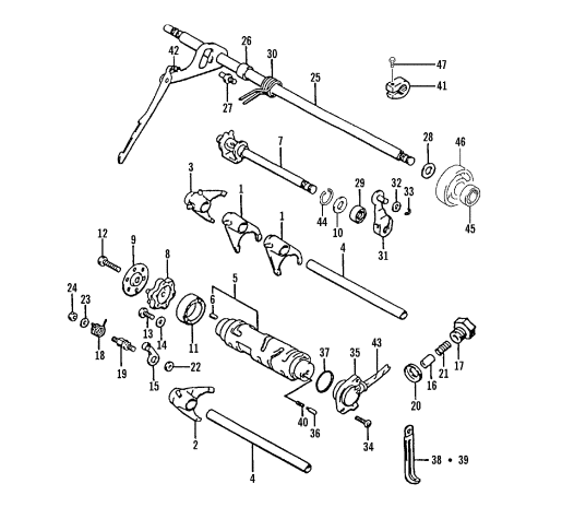 Parts Diagram for Arctic Cat 2000 500 4X4 () ATV GEAR SHIFTING ASSEMBLY
