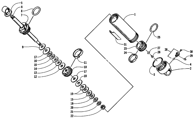 Parts Diagram for Arctic Cat 1999 POWDER SPECIAL 600 EFI II LE SNOWMOBILE REAR SUSPENSION FRONT ARM SHOCK ABSORBER