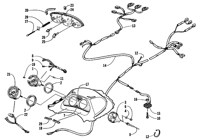 Parts Diagram for Arctic Cat 1999 ZRT 800 SNOWMOBILE INSTRUMENTS AND WIRING ASSEMBLIES