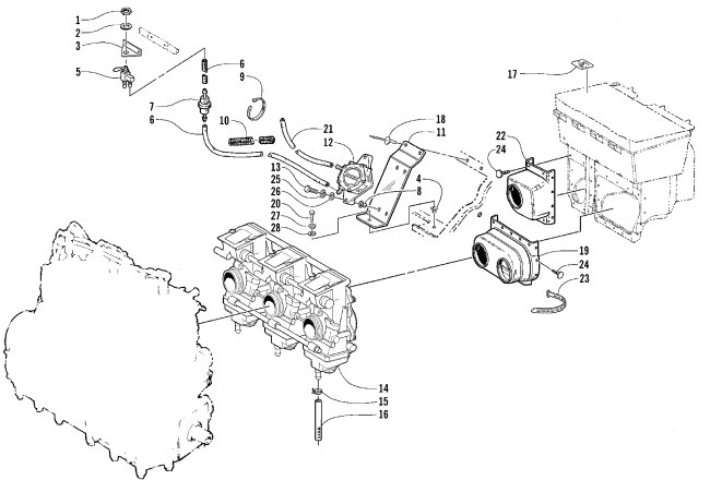 Parts Diagram for Arctic Cat 1999 ZRT 800 SNOWMOBILE CARBURETOR AND FUEL PUMP ASSEMBLY