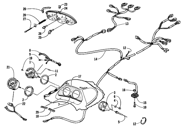 Parts Diagram for Arctic Cat 1999 THUNDERCAT SNOWMOBILE INSTRUMENTS AND WIRING ASSEMBLIES