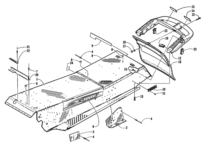 Parts Diagram for Arctic Cat 1999 THUNDERCAT SNOWMOBILE TUNNEL AND REAR BUMPER