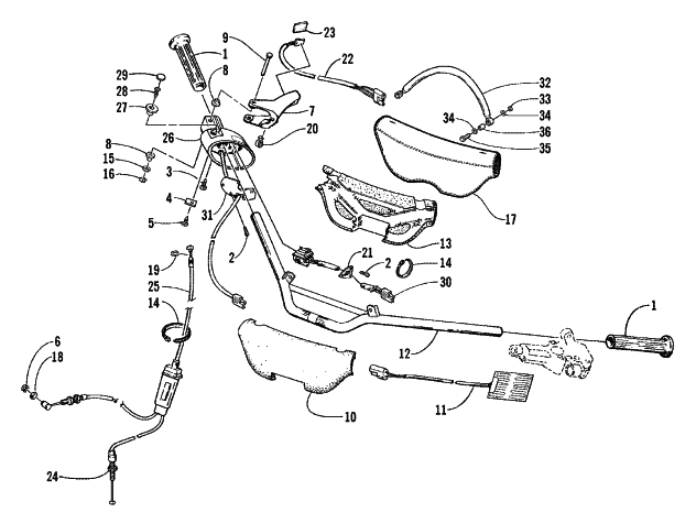 Parts Diagram for Arctic Cat 2001 MOUNTAIN CAT 600 VEV SNOWMOBILE HANDLEBAR AND CONTROLS