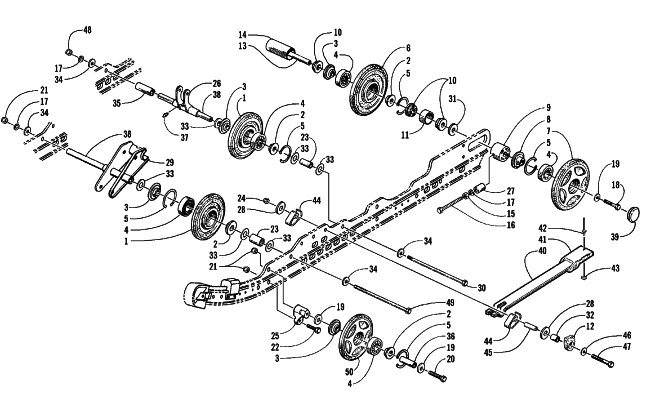 Parts Diagram for Arctic Cat 1999 PANTERA 580 EFI SNOWMOBILE IDLER WHEEL AND AXLE ASSEMBLIES