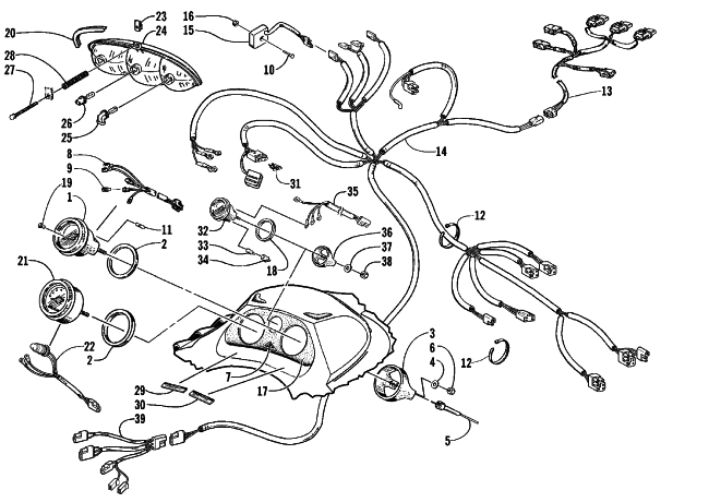 Parts Diagram for Arctic Cat 1999 PANTERA 800 SNOWMOBILE INSTRUMENTS AND WIRING ASSEMBLIES