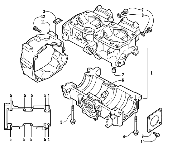 Parts Diagram for Arctic Cat 1999 ZR 600 EFI SNOWMOBILE CRANKCASE ASSEMBLY