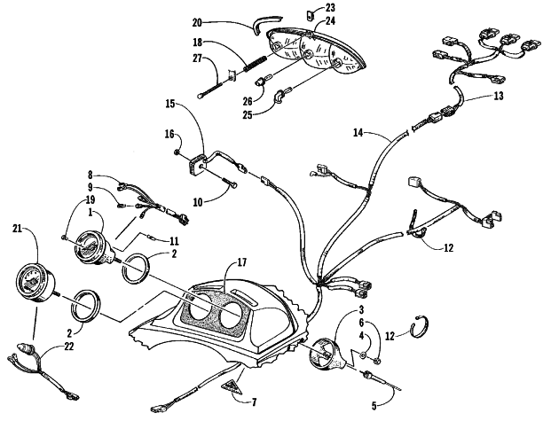 Parts Diagram for Arctic Cat 1999 POWDER SPECIAL 500 EFI SNOWMOBILE HEADLIGHT, INSTRUMENTS, AND WIRING ASSEMBLIES