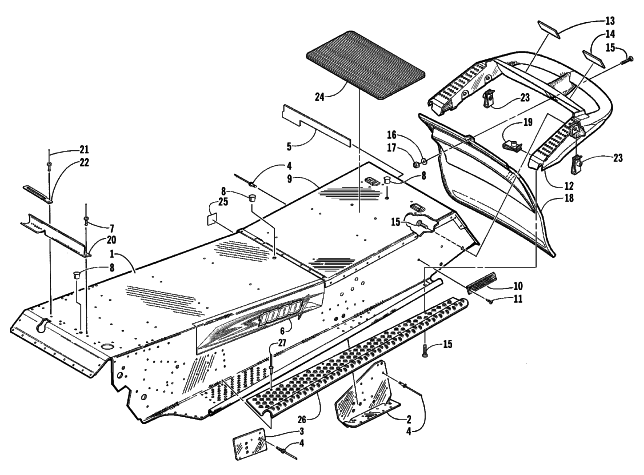 Parts Diagram for Arctic Cat 1999 THUNDERCAT MC SNOWMOBILE TUNNEL AND REAR BUMPER