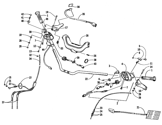 Parts Diagram for Arctic Cat 1999 PANTHER 440 SNOWMOBILE HANDLEBAR AND CONTROLS