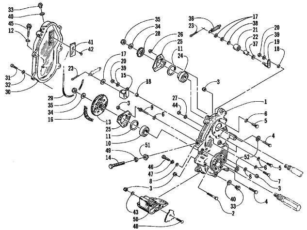 Parts Diagram for Arctic Cat 1999 ZRT 800 SNOWMOBILE DRIVE/DROPCASE ASSEMBLY