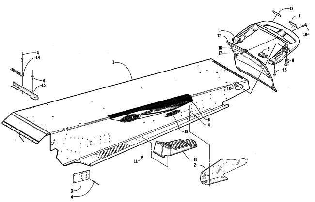 Parts Diagram for Arctic Cat 1999 PANTERA 800 SNOWMOBILE TUNNEL AND REAR BUMPER