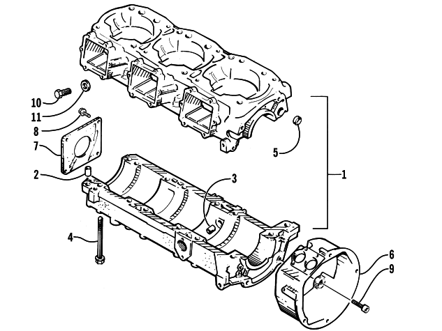 Parts Diagram for Arctic Cat 2002 ZRT 600 SNOWMOBILE CRANKCASE ASSEMBLY