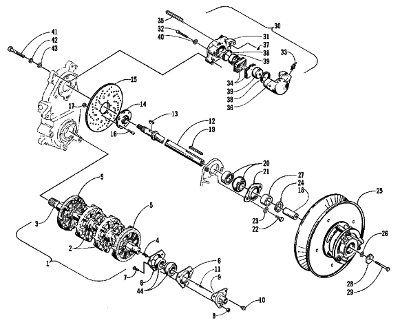 Parts Diagram for Arctic Cat 1999 ZRT 800 SNOWMOBILE DRIVE TRAIN SHAFTS AND BRAKE ASSEMBLIES