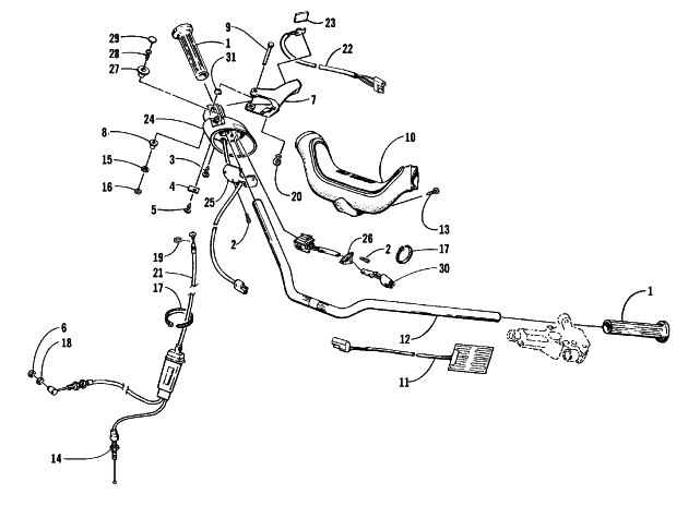 Parts Diagram for Arctic Cat 1999 PANTERA 580 EFI SNOWMOBILE HANDLEBAR AND CONTROLS