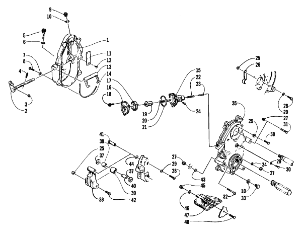Parts Diagram for Arctic Cat 1999 PANTERA 580 EFI SNOWMOBILE DROPCASE AND CHAIN TENSION ASSEMBLY