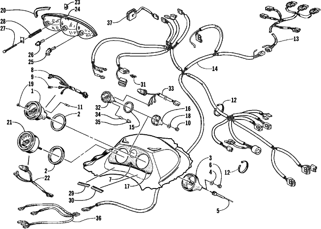 Parts Diagram for Arctic Cat 1999 PANTERA 580 EFI SNOWMOBILE INSTRUMENTS AND WIRING ASSEMBLIES