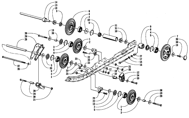 Parts Diagram for Arctic Cat 1999 ZL 600 SNOWMOBILE IDLER WHEEL ASSEMBLY