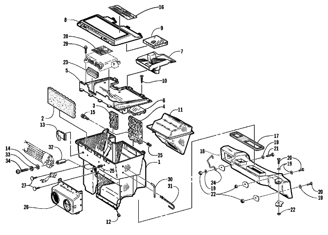 Parts Diagram for Arctic Cat 1999 PANTERA 580 EFI SNOWMOBILE AIR SILENCER ASSEMBLY