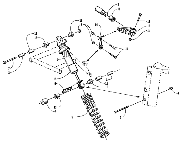 Parts Diagram for Arctic Cat 2000 THUNDERCAT THC SNOWMOBILE SHOCK ABSORBER AND SWAY BAR ASSEMBLY