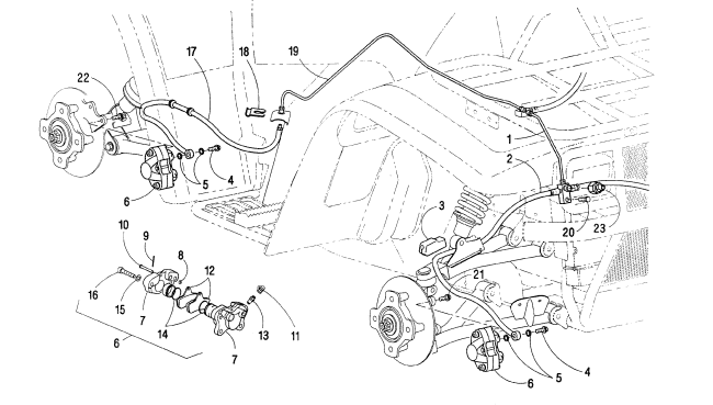 Parts Diagram for Arctic Cat 1999 400 4X4 ATV HYDRAULIC BRAKE ASSEMBLY