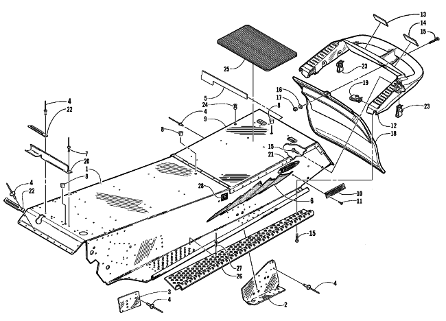 Parts Diagram for Arctic Cat 1999 POWDER SPECIAL 700 LE SNOWMOBILE TUNNEL AND REAR BUMPER