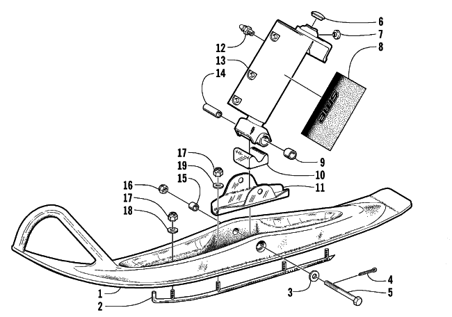 Parts Diagram for Arctic Cat 1999 Z 370 SNOWMOBILE SKI AND SPINDLE ASSEMBLY