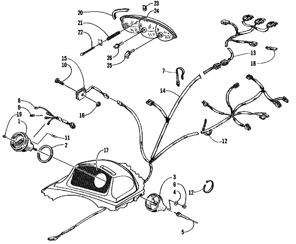 Parts Diagram for Arctic Cat 1999 Z 370 SNOWMOBILE INSTRUMENTS AND WIRING ASSEMBLIES