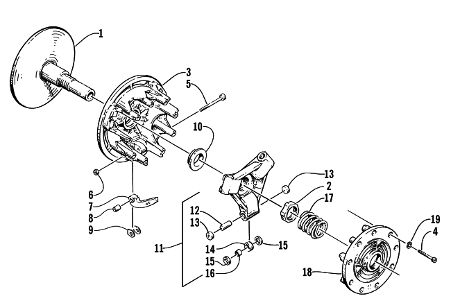Parts Diagram for Arctic Cat 2000 BEARCAT WIDE TRACK () SNOWMOBILE DRIVE CLUTCH