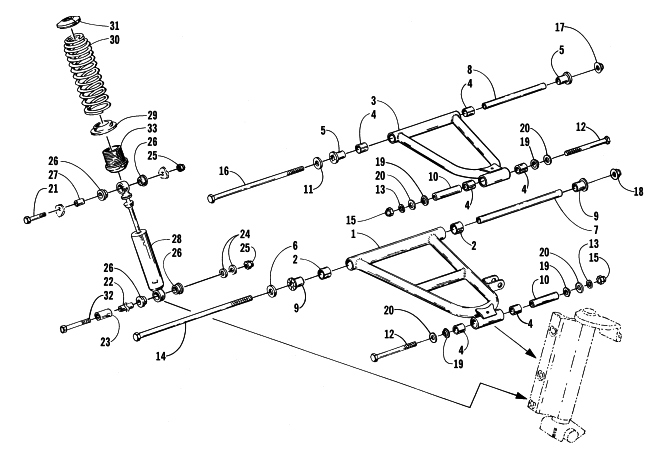 Parts Diagram for Arctic Cat 2000 PANTHER 440 SNOWMOBILE FRONT SUSPENSION AND SHOCK ABSORBER
