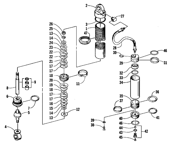 Parts Diagram for Arctic Cat 1999 ZR 500 EFI LE SNOWMOBILE FRONT SUSPENSION SHOCK ABSORBER