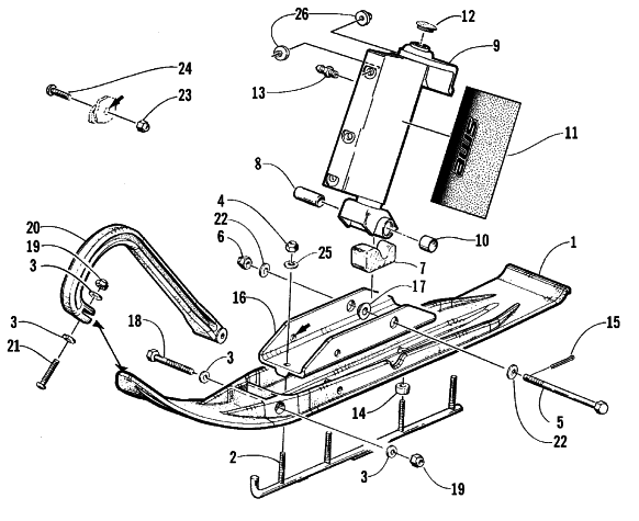 Parts Diagram for Arctic Cat 1999 Z 440 SNOWMOBILE SKI AND SPINDLE ASSEMBLY
