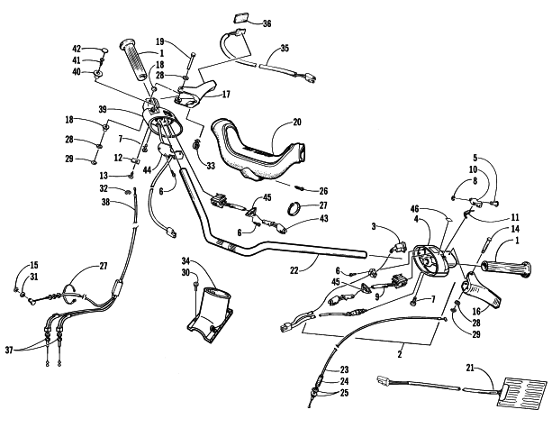 Parts Diagram for Arctic Cat 2000 BEARCAT 440 II SNOWMOBILE HANDLEBAR AND CONTROLS