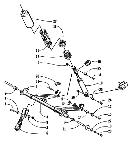 Parts Diagram for Arctic Cat 2000 BEARCAT WIDE TRACK () SNOWMOBILE REAR SUSPENSION/FRONT ARM ASSEMBLY