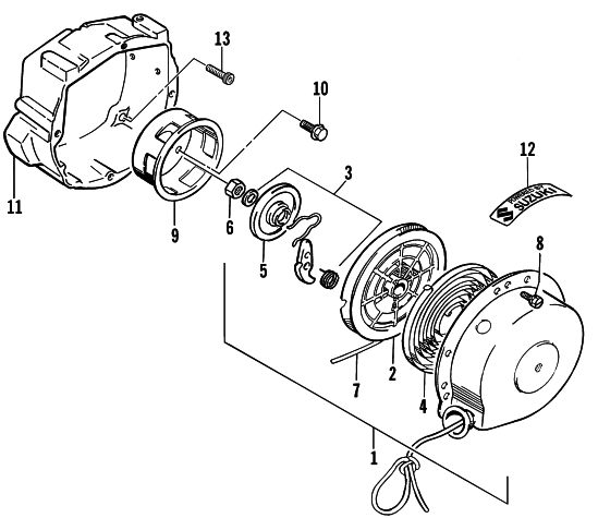 Parts Diagram for Arctic Cat 1999 ZR 700 SNOWMOBILE RECOIL STARTER