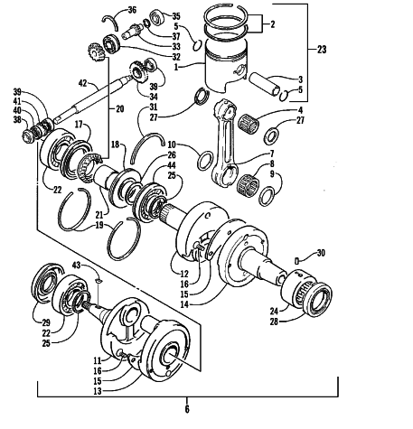 Parts Diagram for Arctic Cat 1999 POWDER SPECIAL 700 LE SNOWMOBILE PISTON AND CRANKSHAFT