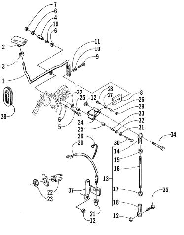 Parts Diagram for Arctic Cat 1999 BEARCAT WT SNOWMOBILE REVERSE SHIFT LEVER ASSEMBLY