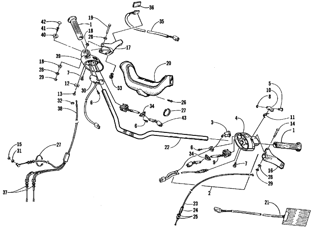 Parts Diagram for Arctic Cat 1999 BEARCAT WT SNOWMOBILE HANDLEBAR AND CONTROLS