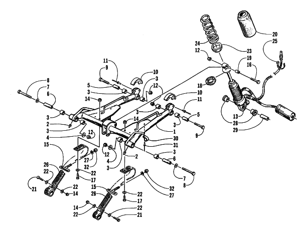 Parts Diagram for Arctic Cat 1999 ZR 440 SNO-PRO SNOWMOBILE REAR SUSPENSION - FRONT ARM ASSEMBLY