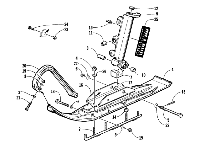 Parts Diagram for Arctic Cat 1999 ZR 440 SNO-PRO SNOWMOBILE SKI AND SPINDLE ASSEMBLY