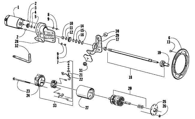 Parts Diagram for Arctic Cat 1999 Z 370 SNOWMOBILE ELECTRIC START - STARTER MOTOR ASSEMBLY
