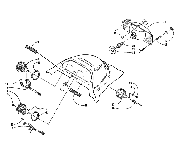 Parts Diagram for Arctic Cat 1999 ZR 440 SNO-PRO SNOWMOBILE HEADLIGHT AND INSTRUMENTS