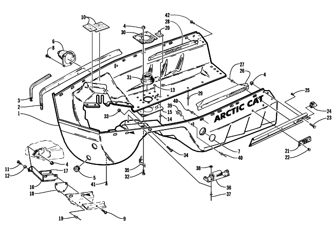 Parts Diagram for Arctic Cat 1999 ZR 440 SNO-PRO SNOWMOBILE BELLY PAN ASSEMBLY