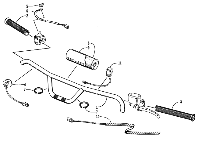 Parts Diagram for Arctic Cat 1999 ZR 440 SNO-PRO SNOWMOBILE HANDLEBAR ASSEMBLY