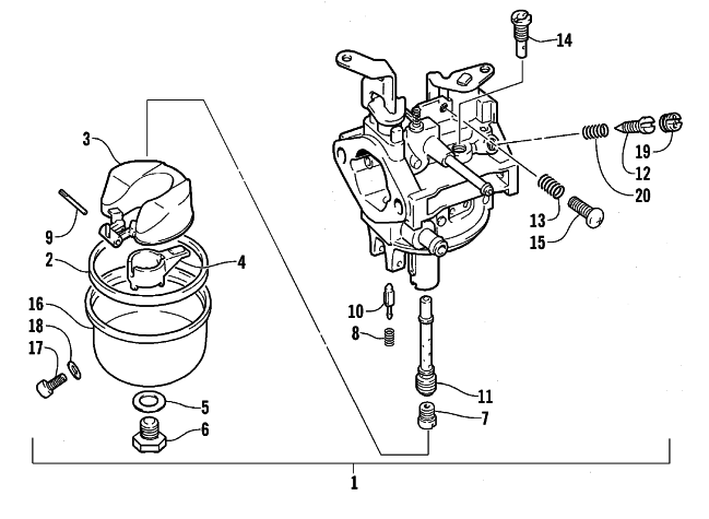 Parts Diagram for Arctic Cat 1999 AC2500GD GENERATORS CARBURETOR ASSEMBLY