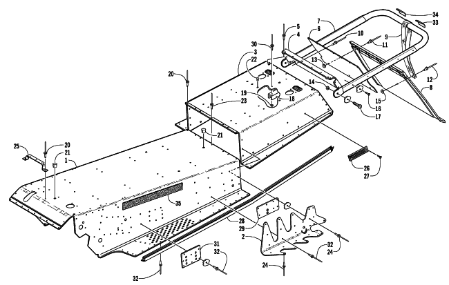 Parts Diagram for Arctic Cat 1999 ZR 440 SNO-PRO SNOWMOBILE TUNNEL AND REAR BUMPER