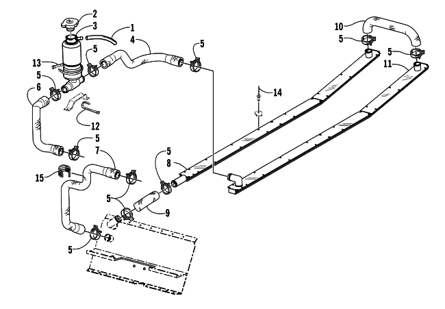 Parts Diagram for Arctic Cat 1999 ZR 440 SNO-PRO SNOWMOBILE COOLING ASSEMBLY