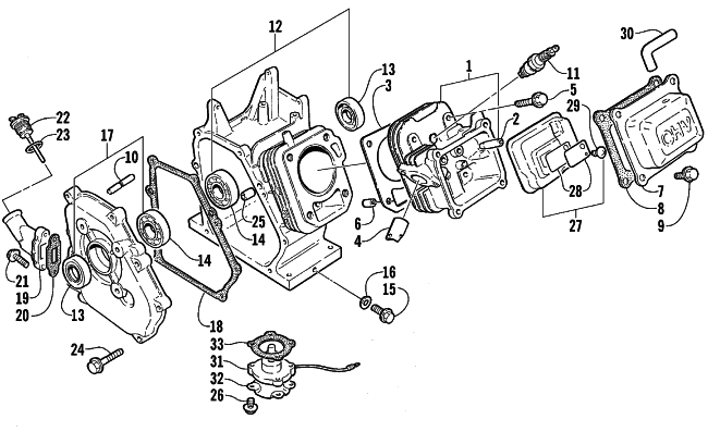 Parts Diagram for Arctic Cat 1999 AC2500GD GENERATORS ENGINE ASSEMBLY